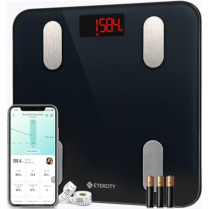 Etekcity Smart Scale for Body Weight, Digital Bathroom Weighing Machine for Fat Percentage BMI Muscle, Accurate Body Composition Analyzer for People, Bluetooth Electronic Measurement Tool, 400lb
