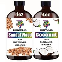 Sandalwood and Coconut Essential Oil 4 Fl Oz (120Ml) - Pure and Natural Fragrance Oil for Aroma Diffuser,Humidifier,Skincare,Home Fragrance,Bath,Spa,Hair Care,Cleaning,Personal Care,Massage