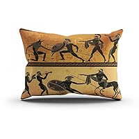 Throw Pillow Cover Black Hunting Classical Greek Style Cushion Case Home Office Sofa Hidden Zipper Pillowcase King 20x36 Inches Two Sides Printed