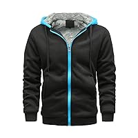 Mens Zip Up Hoodie For Man Heavyweight Winter Sweatshirt Sherpa Lined Thick Warm Jacket Coat Oversize Fleece Jacket