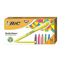 BIC Brite Liner Highlighter, Chisel Tip For Broad Highlighting and Fine Underlining, Assorted Colors, 12-Count (Pack of 18, 216 Count Total)