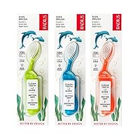 RADIUS Kidz Toothbrush Children's Right Hand BPA Free ADA Accepted Designed to Clean Teeth & Gums for Children 6 Years & Up - Green Blue Orange - Pack of 3