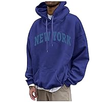 Big And Tall Hoodies For Men Men'S Solid Color Letter Printed Loose Drop Shoulder Sleeves Casual Sports Hoodies