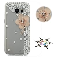 STENES Galaxy J7 (2018) Case - Stylish - 100+ Bling Crystal - 3D Handmade Big Flowers Design Bling Cover Case for Samsung Galaxy J7 2018/Galaxy J7 Refine/Galaxy J7 Star - Agate