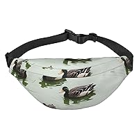 Ducks In The Water Waist Bag For Women And Men Fashion Large Fanny Pack With Adjustable Strap For Sports Running