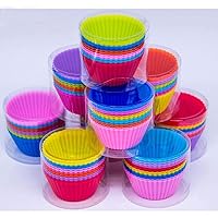 Silicone Cupcake Liners/Baking Cups/Muffin Molds, Pack of 12, Multi-Colored