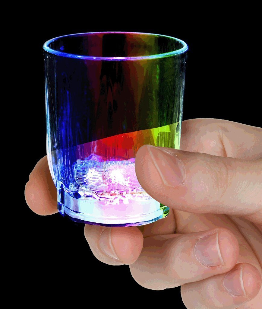Flashing Panda Party Pack of 24 2 oz Light-Up Flashing Shot Glasses with Multi-Color LED Lights