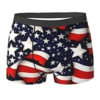 American Flag Stars Stripes Print Men's Boxer Briefs Trunks Underwear Athletic Underwear Moisture-Wicking Performance