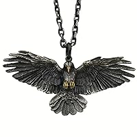 Black Hawk Flying Wings Pendant Necklace