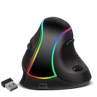 Wireless Mouse,2.4G Wireless Vertical Ergonomic Optical Mice, 2400 DPI, 5 Buttons for Laptop, Desktop, PC, MacBook,Removable Palm Rest & Thumb Buttons Reduces Hand/Wrist Pain.