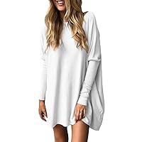 Women's Turtleneck Oversized Batwing Sleeves Loose Pullover Fleece Dress Leggings Top