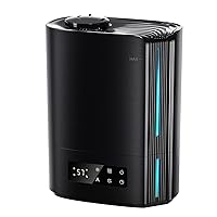 BREEZOME 6L Humidifiers for Bedroom Large Room & Essential Oil Diffuser, Ultrasonic Top Fill Cool Mist Humidifiers for Baby, Plants, Nursery Last up to 60 Hours, Smart Humidistat Control, Quiet, Black