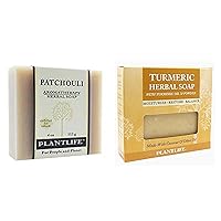Plantlife Patchouli Bar Soap and Turmeric Bar Soap - Moisturizing and Soothing Soap for Your Skin - Made in California