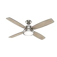 Hunter Fan Company, 59439, 52 inch Wingate Brushed Nickel Ceiling Fan with LED Light Kit and Handheld Remote