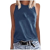 Tank Tops for Women Crewneck Loose Fit Basic Y2k Going Out Clothes Casual Summer Sleeveless Tunic Shirt Blouse