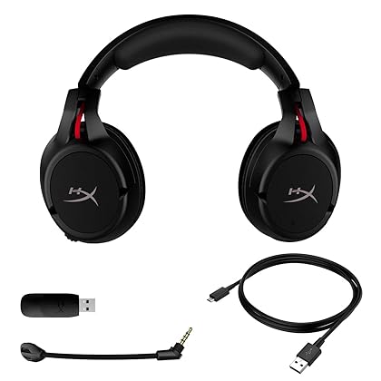 HyperX Cloud Flight - Wireless Gaming Headset, Long Lasting Battery up to 30 Hours, Detachable Noise Cancelling Microphone, Red LED Light, Comfortable Memory Foam, Works with PC, PS4 & PS5