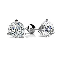 2.00 Ct TTW Size Round Cut Cubic Zirconia Martini Setting Stud Earrings in Sterling Silver With Screw Back