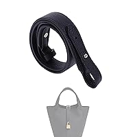 TC Leather Strap for Hermes Picotin/Lindy/Evelyne bag, Multi length Handmade Cowhide Crossbody Purse Strap for Handbag【39.4inch long, 1.5inch wide, Black (Silver Studs)】