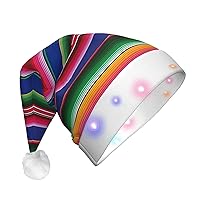 Colorful Heart Pattern Print Santa Hat Led Ligh Christmas Hat Xmas Holiday Hat Fo For Christmas New Year