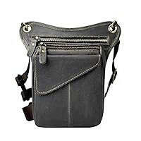 Retro Small Shoulder Messenger Bag Travel Belt Fanny Pack Drop Leg Bag (Color : Black, Size : As shown)