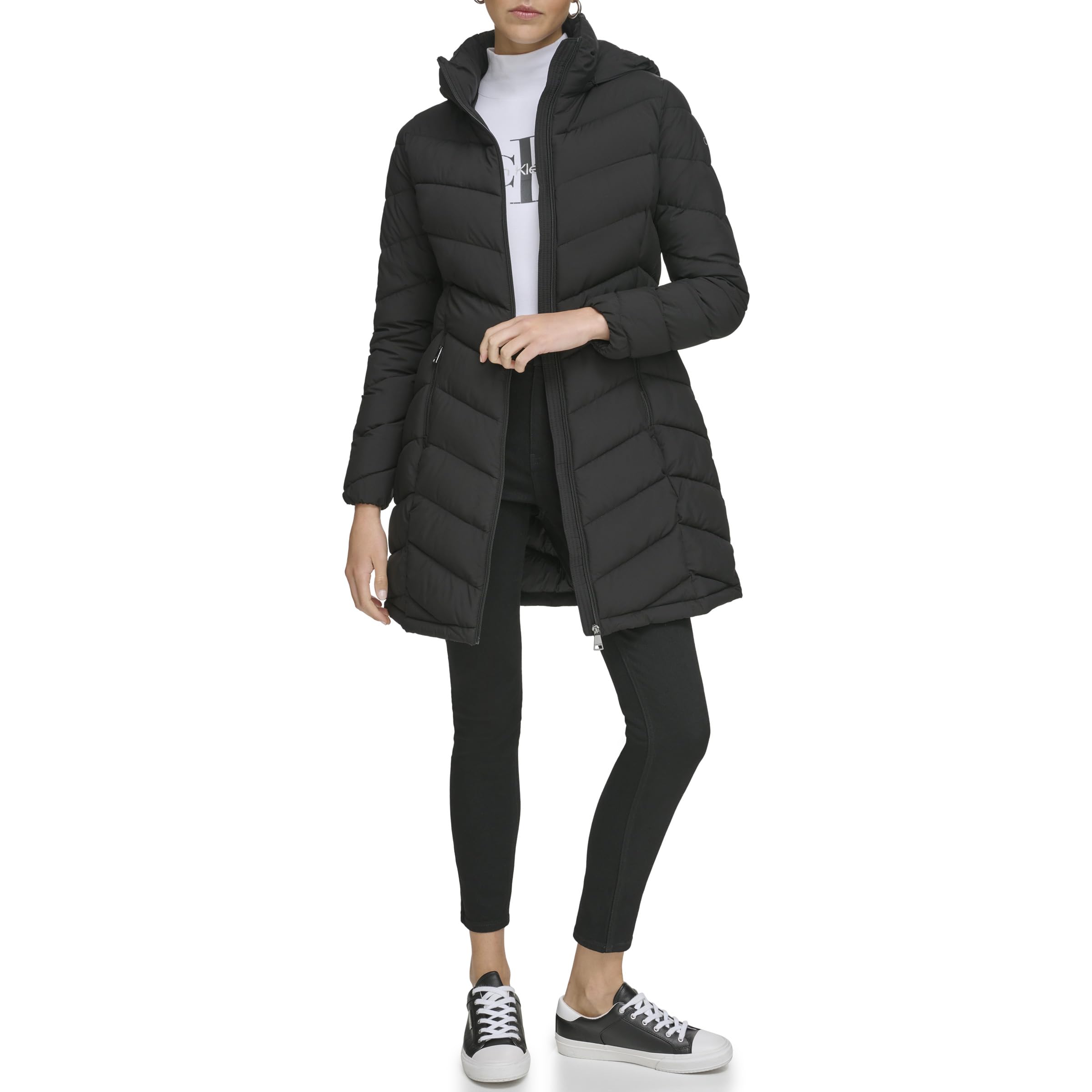 Calvin Klein Women's Light-Weight Hooded Puffer Jacket