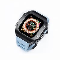 For Apple Watch Ultra 49MM Titanium Alloy RM Mod Case with Fluorine Rubber Band Modification Kit Set Bracelets and Metal Bezel for iWatch Ultra