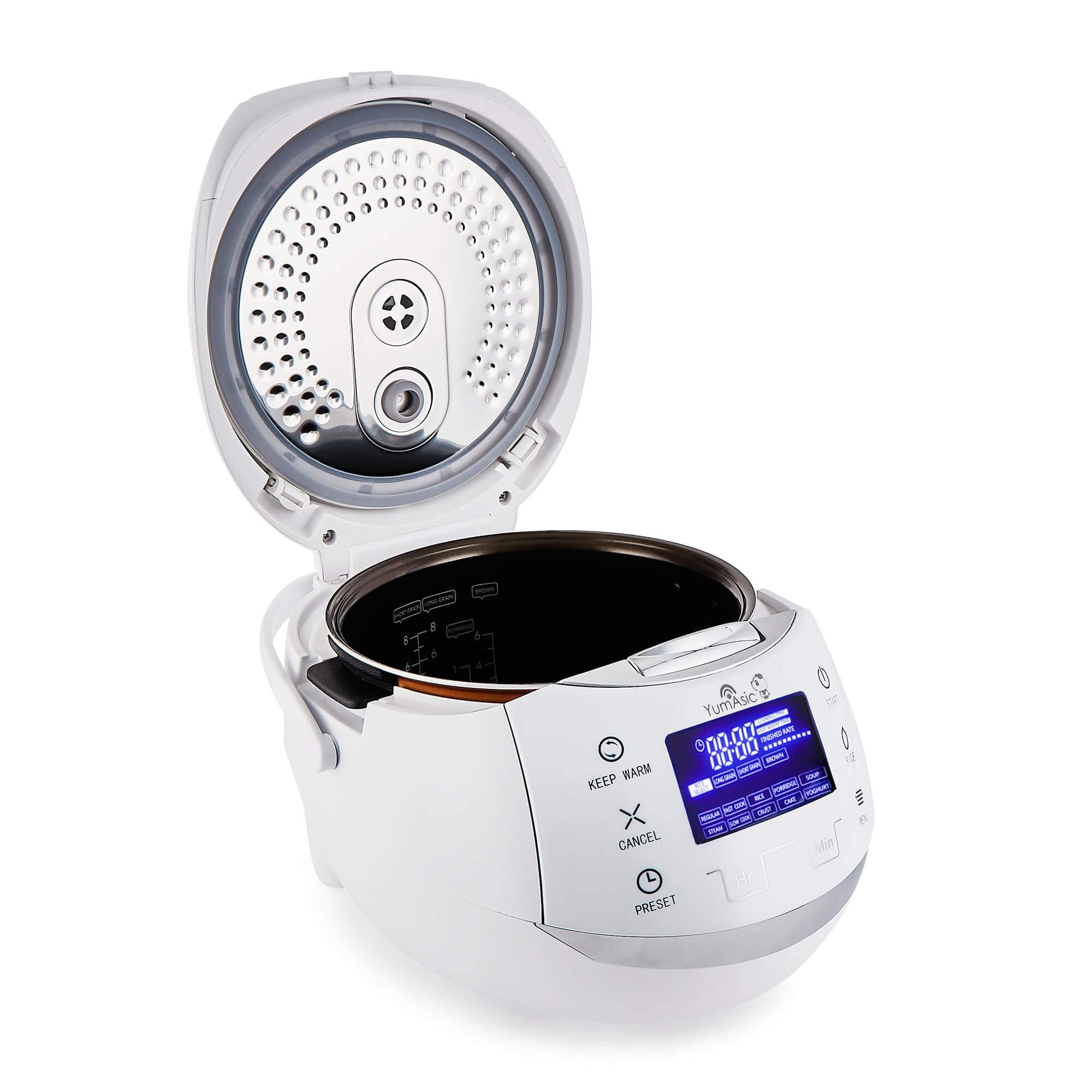 Yum Asia Sakura Rice Cooker with Ceramic Bowl and Advanced Fuzzy Logic (8 Cup, 1.5 Litre) 6 Rice Cook Functions, 6 Multicook Functions, Motouch LED Display, 120V Power (White and Siver)