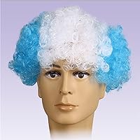 Blue and White Explosive Head Fan Party Supplies Festival Funny Clown Wig Game Cheering Headgear