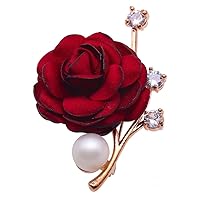 JYX JWELRY Women Brooch Pin Scarf Pins Romantic Rose Brooch dott White Pearl Brooch Pendant