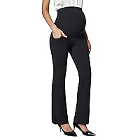 Ewedoos Maternity Pants Shirred Side Work Pants with Pockets Over The Belly Pregnancy Dress Pants Maternity Yoga Pants