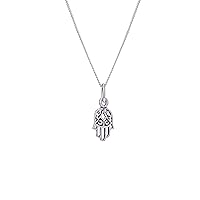 jewellerybox Sterling Silver Hamsa Hand Necklace 16-32 Inches