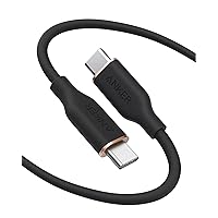 Anker USB C Cable(100W 6ft) Type C Charger Cord Powerline III Flow Silicone Fast Charging for iPhone 15/15Pro/15ProMax MacBook Pro 2020,iPad Pro 2020, iPad Air 4,Samsung Galaxy S23(Midnight Black)