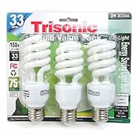 3 Pack Daylight Bulb Light 33 W Energy 150 Watt Output White Compact Fluorescent