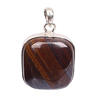 Rectangle Shape Iron Tiger Eye Gemstone 925 Sterling Silver Designer Handmade Set Pendant