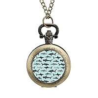 Shark Vintage Pocket Watch with Chain Arabic Numerals Scale Alloy Pocket Watch Gift