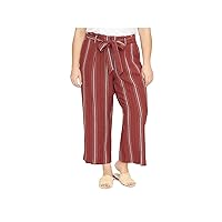 Sanctuary Womens Maroon Zippered Pocketed Cropped Self-Tie Belt Striped Wide Leg Pants Plus 20W