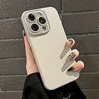 Luxury Leather Pattern Matte Phone Case for iPhone 15 12 13 14 Pro Max Plus Solid Color Hard PC Bumper Cover,Gray,for iPhone 14