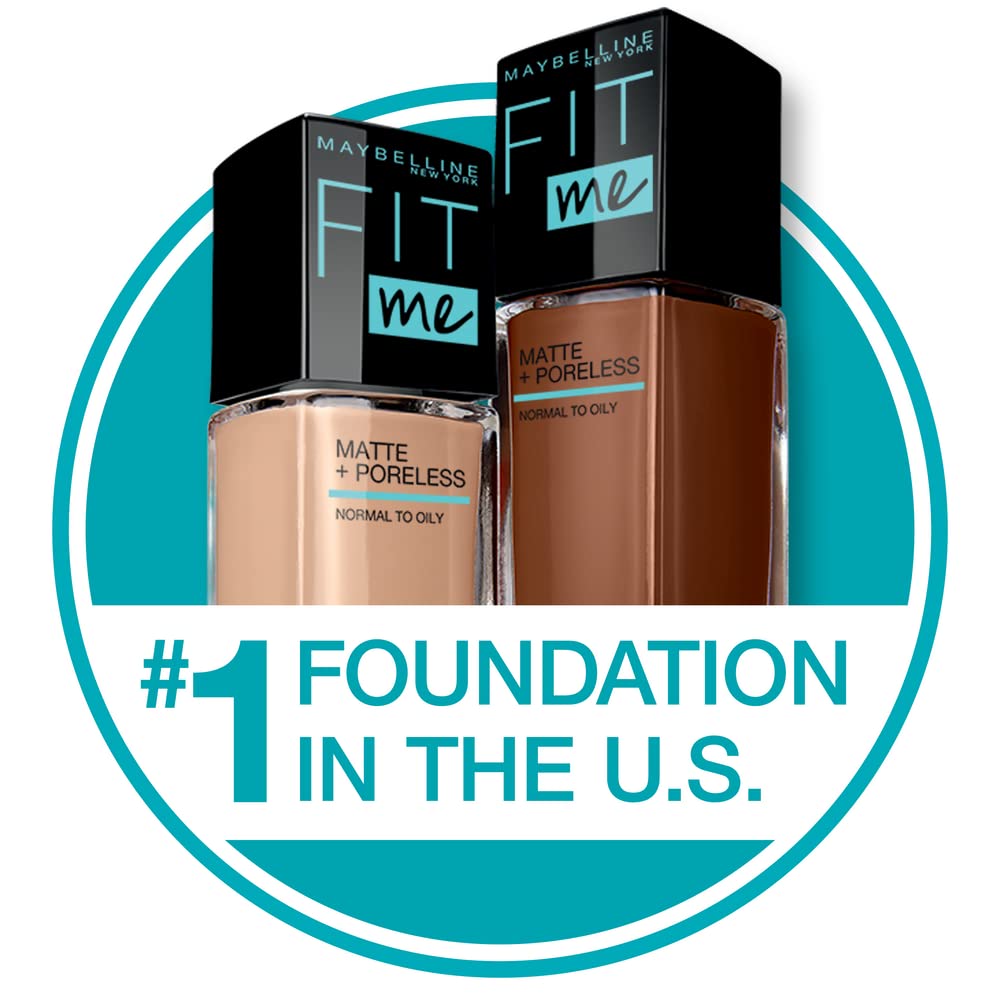 Maybelline Fit Me Matte + Poreless Liquid Foundation Makeup, Soft Sand, 1 fl; oz; Oil-Free Foundation (Pack of 3)