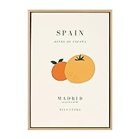 x Chay O. Collaboration Travel Poster Spain Framed Canvas Wall Art, 23x33 Natural, Tropical Fruit Art for Wall