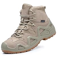Men Hiking Army Shoes, Leather Lace Up Ankle Boot, Military Work Shoes For Desert Field Army Fans