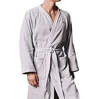 Lacoste Classic Pique 100% Cotton Bath Robe for Men & Women, One Size Fits Most, Micro Chip Grey