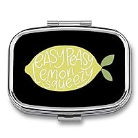 Easy Peasy Lemon Squeezy Sticker Rectangular Pill Box Portable Medicine Pill Case 2 Compartment Pill Organizer for Travel Pocket Purse