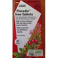 Floradix Iron and Vitamins Tablets | Herbal Iron Supplement for Women, Men, and Children | Vegetarian, Gluten-Free, Yeast-Free & Non-GMO (80 or 120 Tablets)