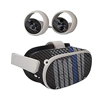 MightySkins Carbon Fiber Skin Compatible with Oculus Quest 2 - Thin Blue Line | Protective, Durable Textured Carbon Fiber Finish | Easy to Apply | Made in The USA (CF-OCQU2-Thin Blue Line)