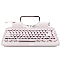 ZYQM Retro Typewriter Mechanical Wireless Keyboard with Tablet Stand, Bluetooth Connection, Artistic dot Keys (White)