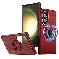 ZIFENGX- Case for Samsung Galaxy S24ultra/S24plus/S24, Military Drop Protection Cover with Magnetic Ring Holder Stand Shell Wireless Charging (S24 Ultra,Red)