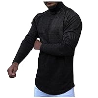 DuDubaby Men Turtleneck Long Sleeve Slim Pullover Sweatershirt Blouse Top