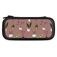 Lovely Houseplants Portable Hard Shell Covers Pouch Storage Bag Travel Carry Cases for Accessories And Games Compatible for Switch Black-Color