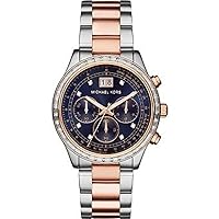 Michael Kors Women's Brinkley Rose-Tone/Navy Blue Stainless Steel Watch