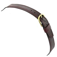 19mm Marcco Open End Burgundy Genuine Calfskin Leather Flat Stitched Watch Band